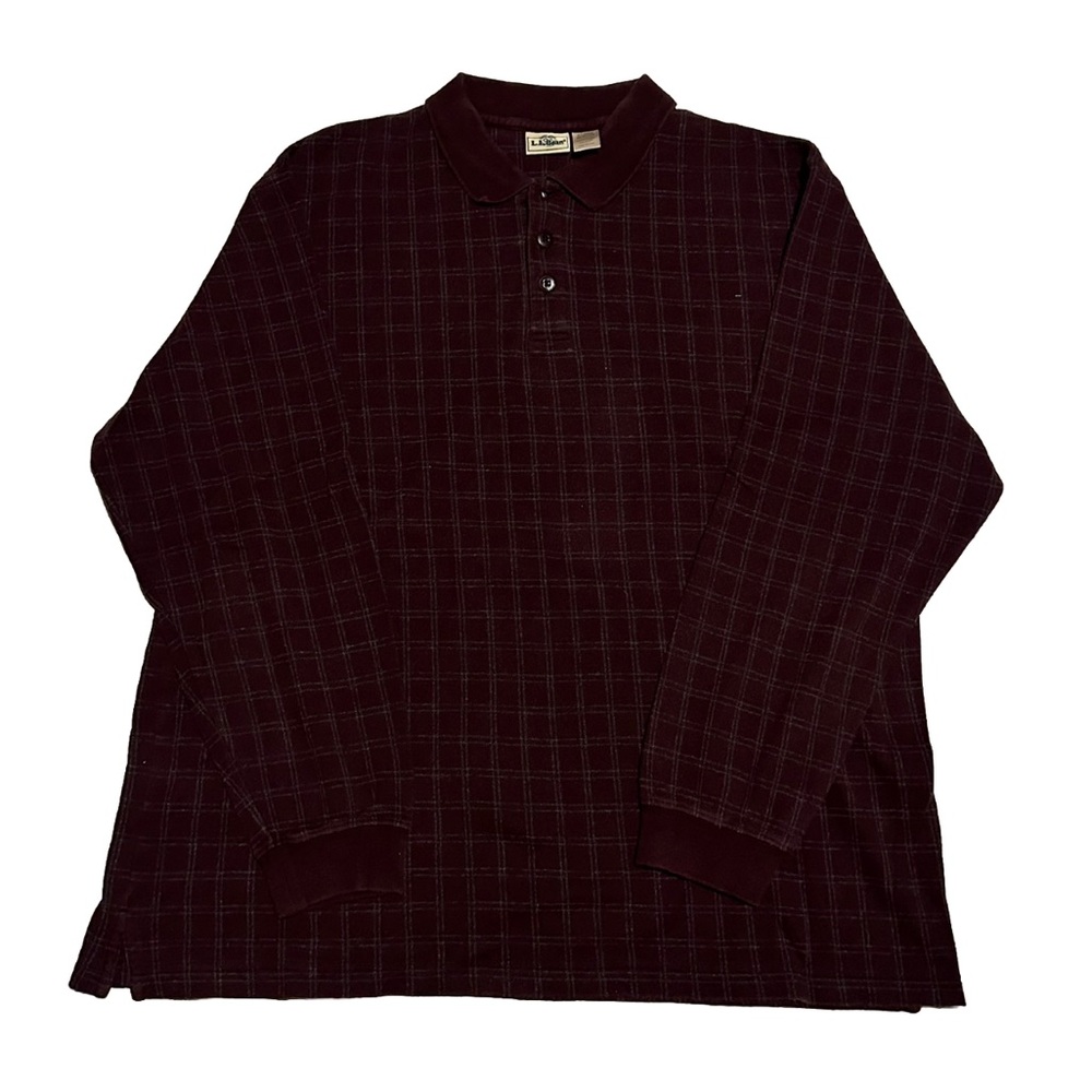 Burgundy LL Bean Vinatge Longsleeve Polo. Mens XL